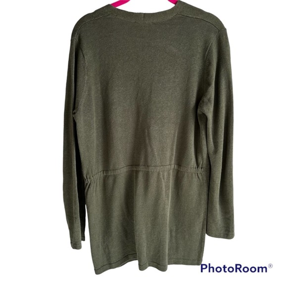 J. Jill Moss Green Linen Blend Ladies Button Up Casual Career Cardigan, S - Picture 2 of 6